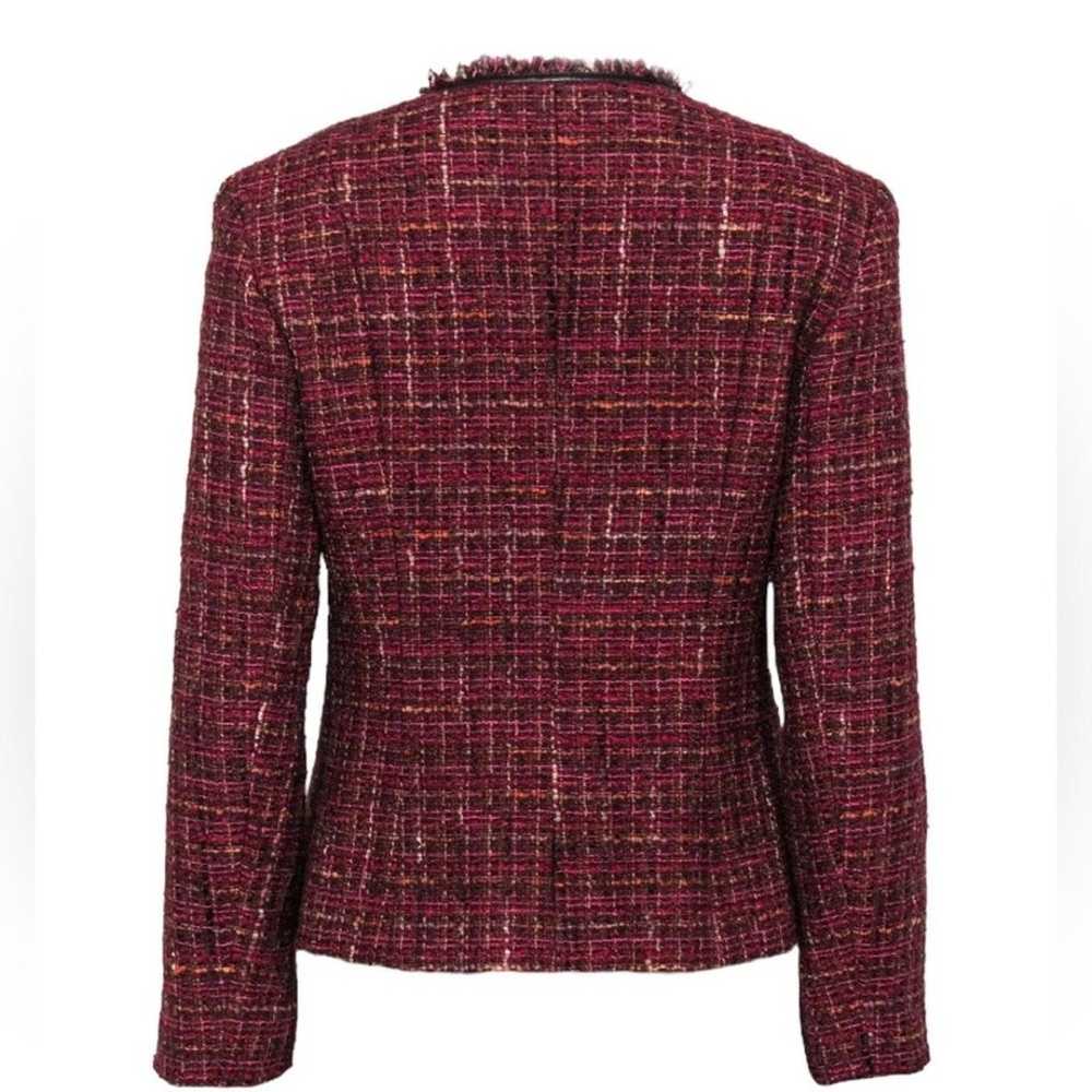 Lafayette 148 Marbled Tweed Fringed Jacket Multi … - image 3