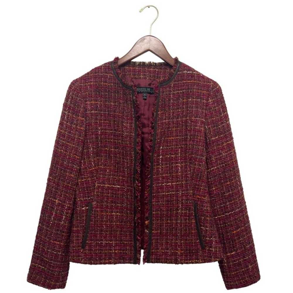 Lafayette 148 Marbled Tweed Fringed Jacket Multi … - image 4