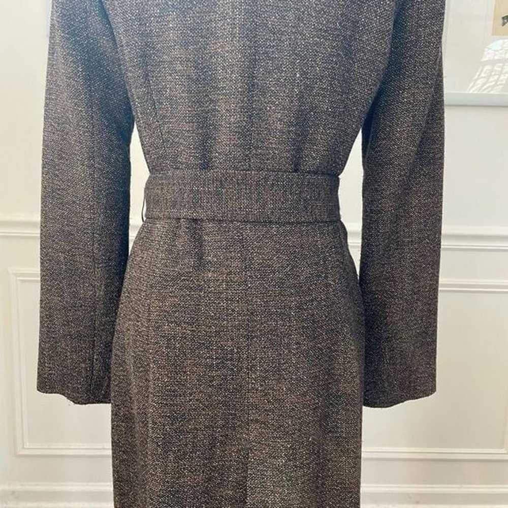 Zara Woman Brown Tweed Wool Blend Belted Coat S M - image 5