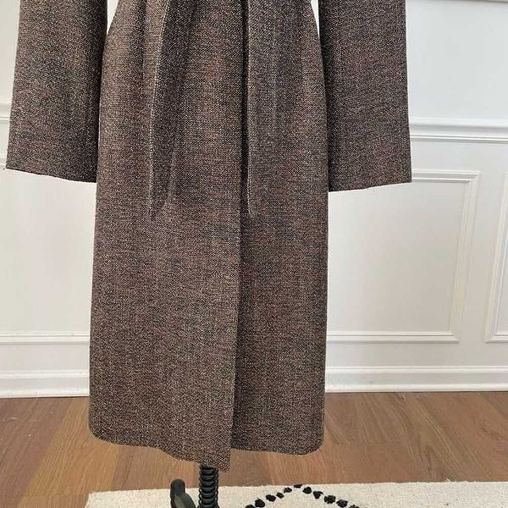 Zara Woman Brown Tweed Wool Blend Belted Coat S M - image 6