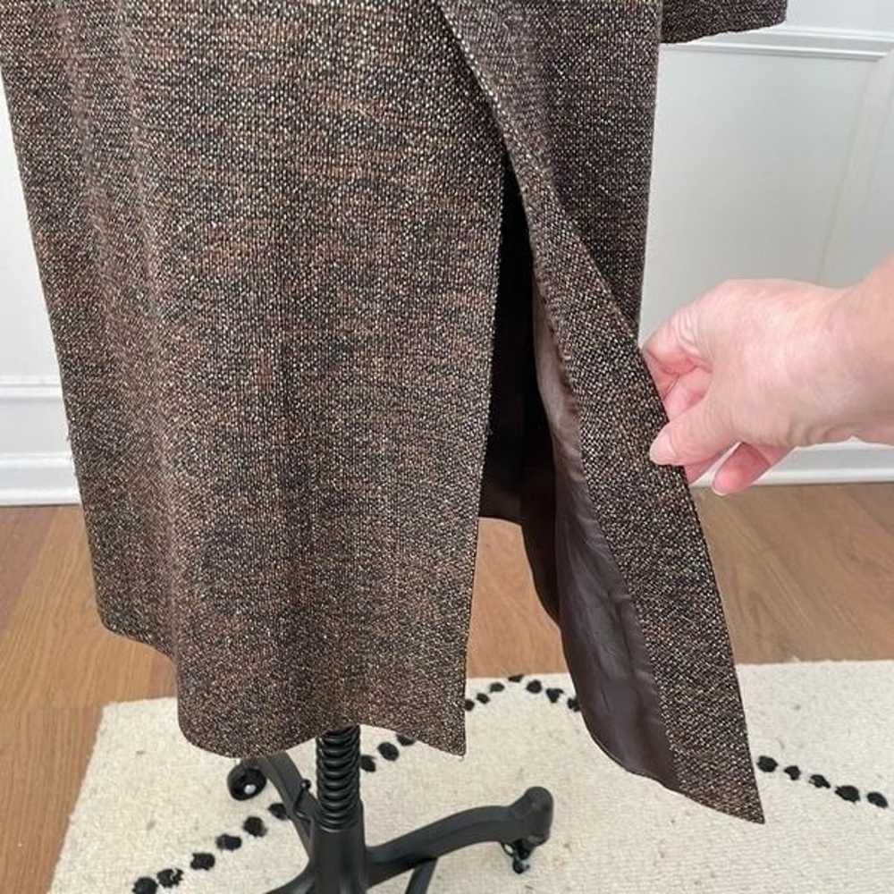 Zara Woman Brown Tweed Wool Blend Belted Coat S M - image 7