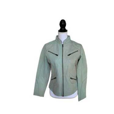 Women's tie dye genuine leather jacket