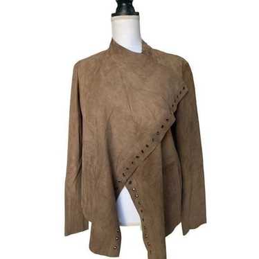 Women's wrap around leather cardigan jacket