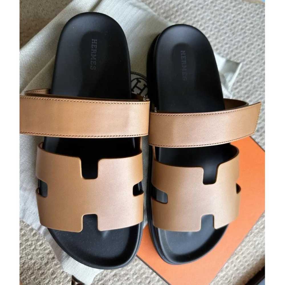 Hermès Chypre leather sandals - image 2