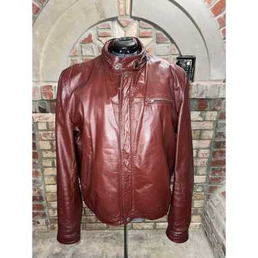 Leather Jacket OXBLOOD sherpa lining hood - image 1