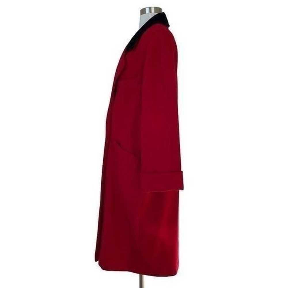 Vintage 80s 90s Pure Wool Red Maxi Pea Coat Women… - image 3