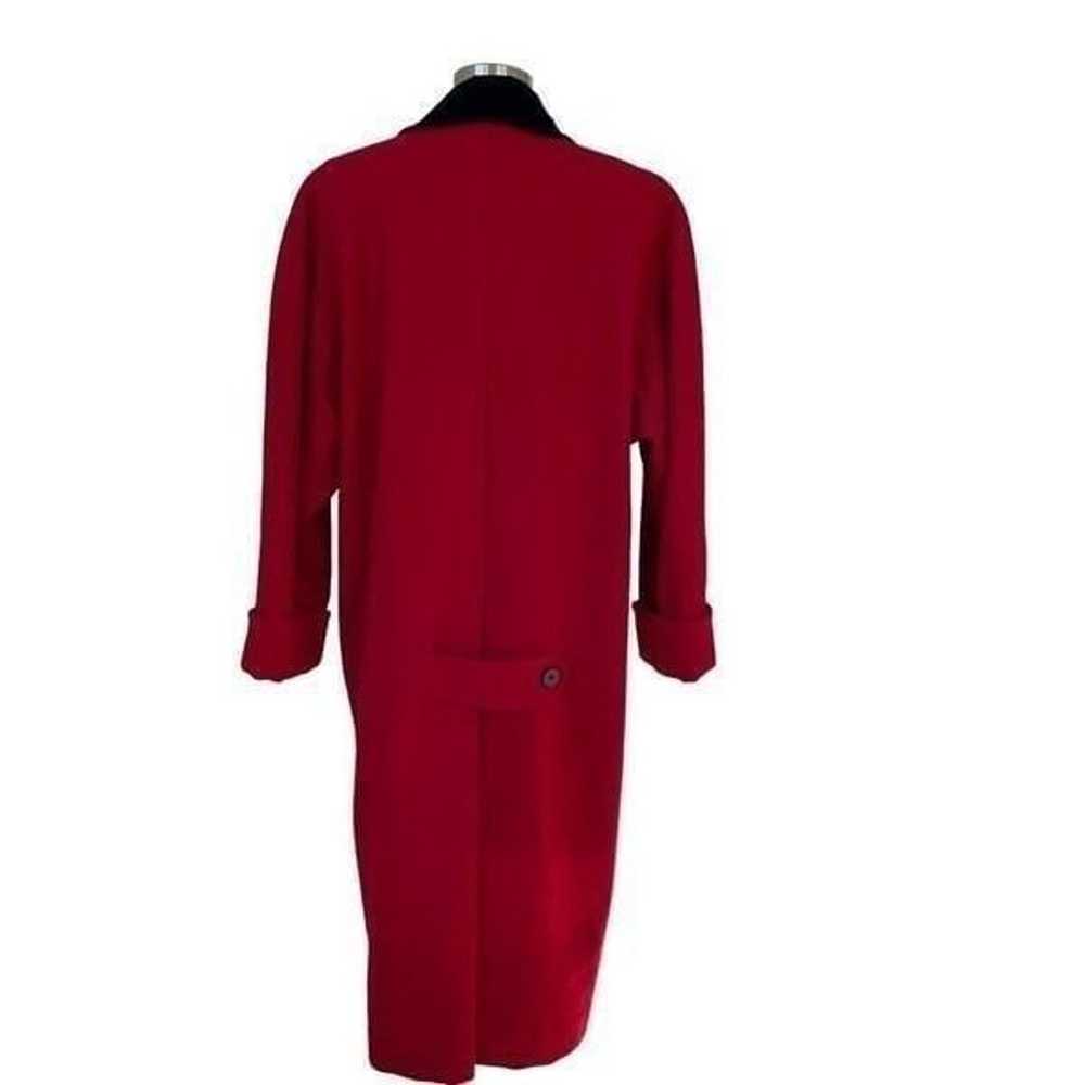 Vintage 80s 90s Pure Wool Red Maxi Pea Coat Women… - image 4
