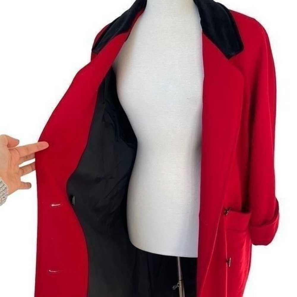 Vintage 80s 90s Pure Wool Red Maxi Pea Coat Women… - image 6