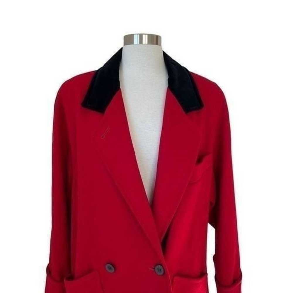 Vintage 80s 90s Pure Wool Red Maxi Pea Coat Women… - image 8
