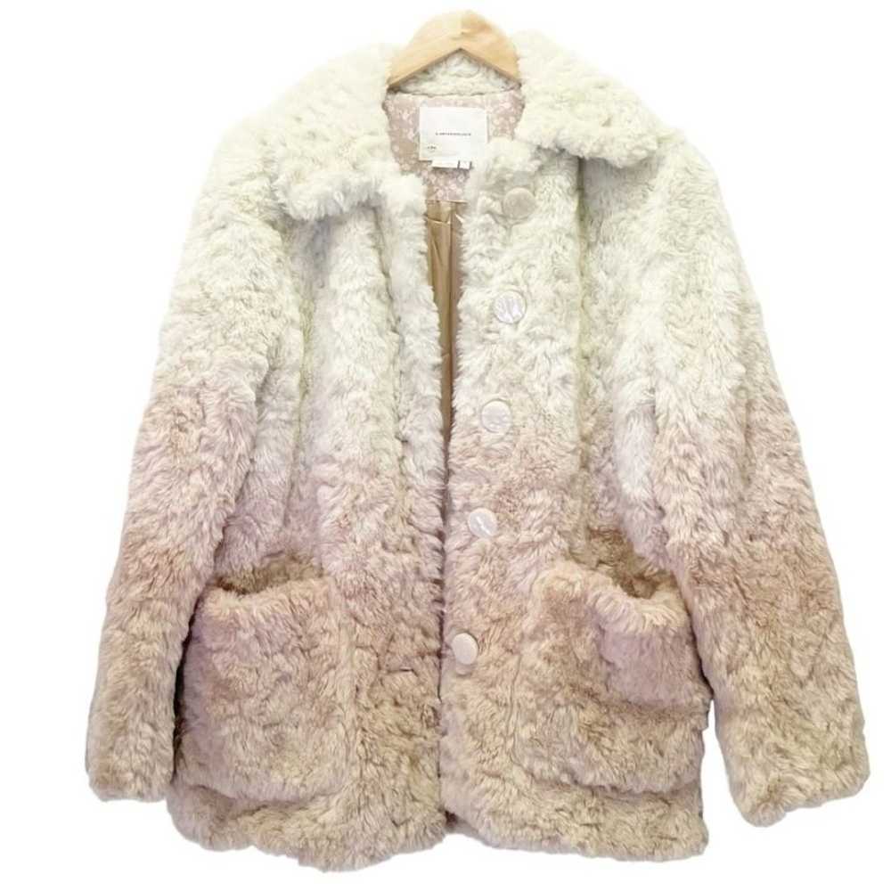 Anthropologie Blush Ombré Faux Fur Coat Boho Tedd… - image 3