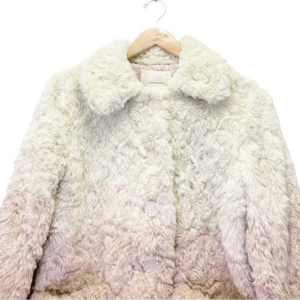 Anthropologie Blush Ombré Faux Fur Coat Boho Tedd… - image 6