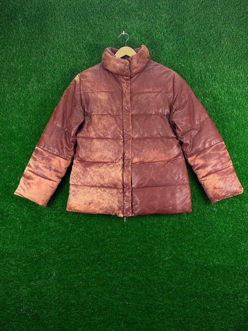 RARE Vintage 90s Moncler Puffer Leather Jacket - image 1