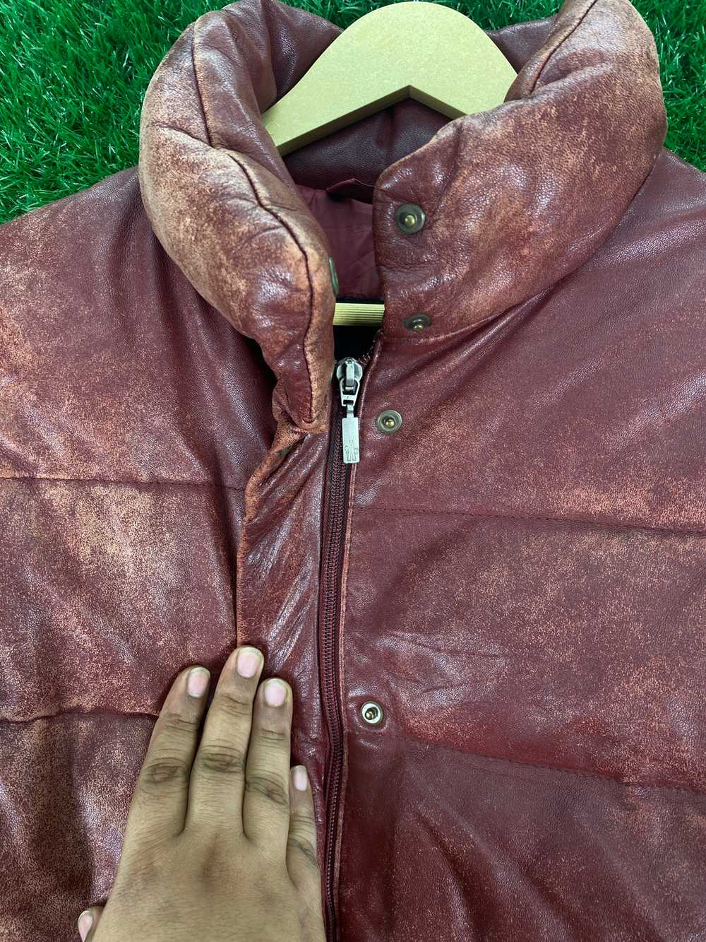 RARE Vintage 90s Moncler Puffer Leather Jacket - image 3