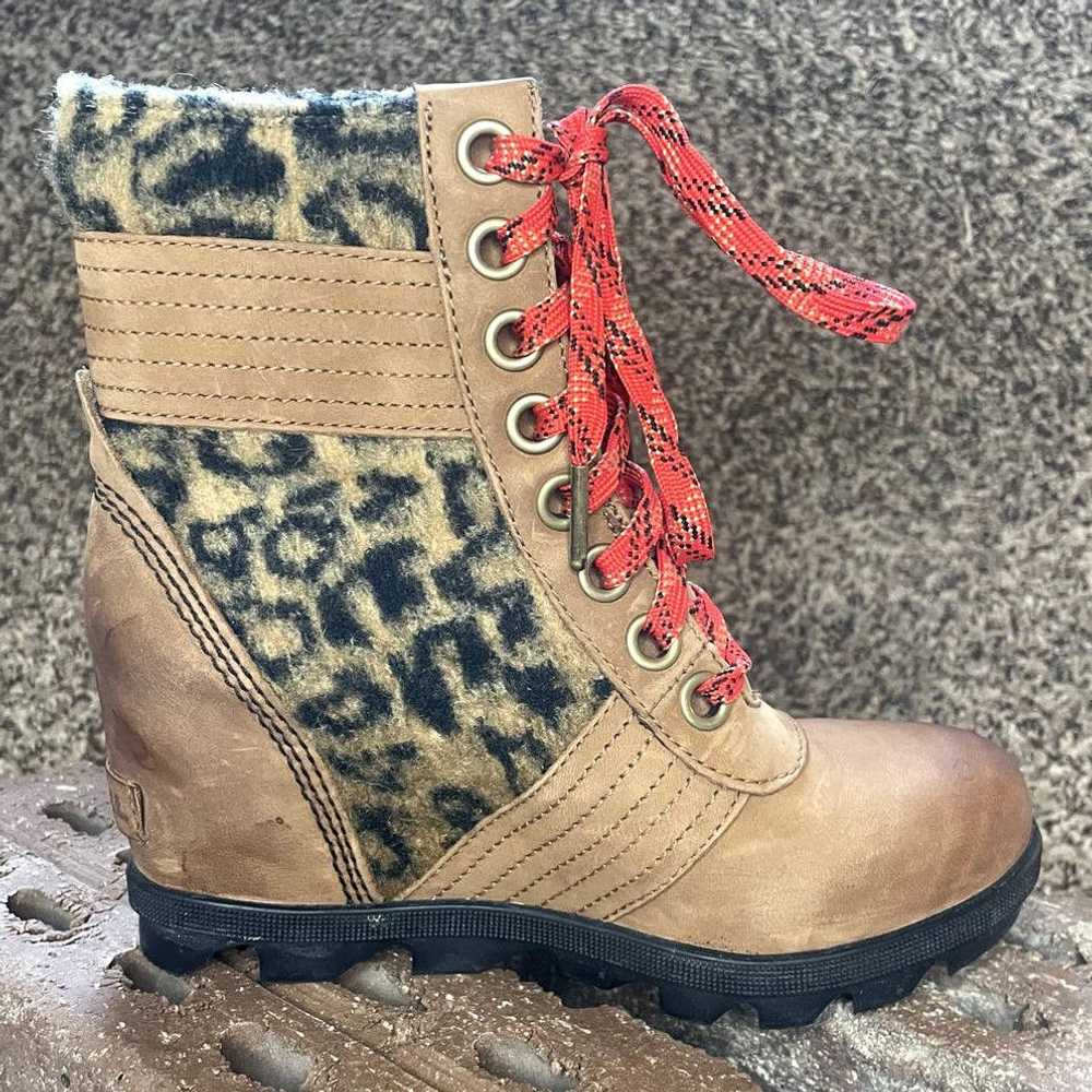 Sorel Sorel Lexie Faux Fur Leopard Wedge Boots Co… - image 6