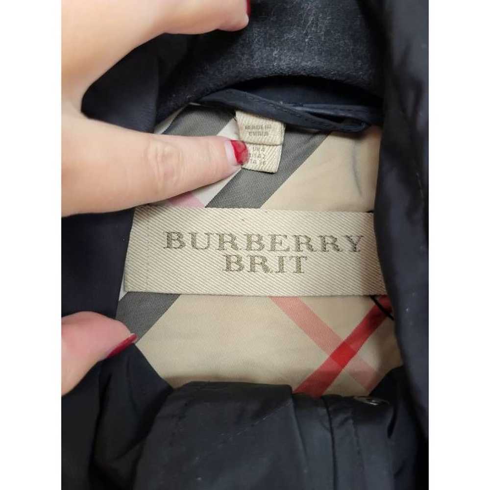 Burberry Brit Jacket Coat Women's 2 Black Solid F… - image 8