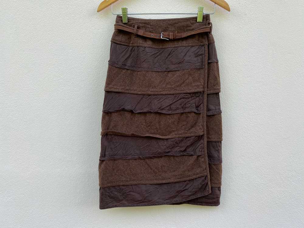 Vintage Versace Wool Silk Stripe Luxury Hype Skirt - image 1