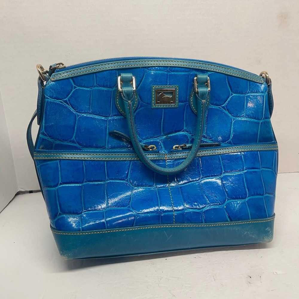 Dooney & Bourke Blue Crocodile Print Handbag RARE - image 1