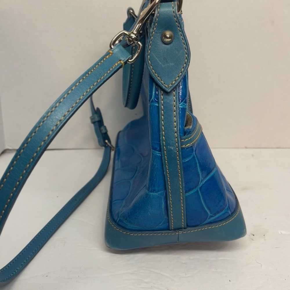 Dooney & Bourke Blue Crocodile Print Handbag RARE - image 2