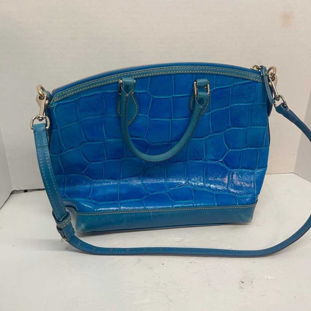 Dooney & Bourke Blue Crocodile Print Handbag RARE - image 3