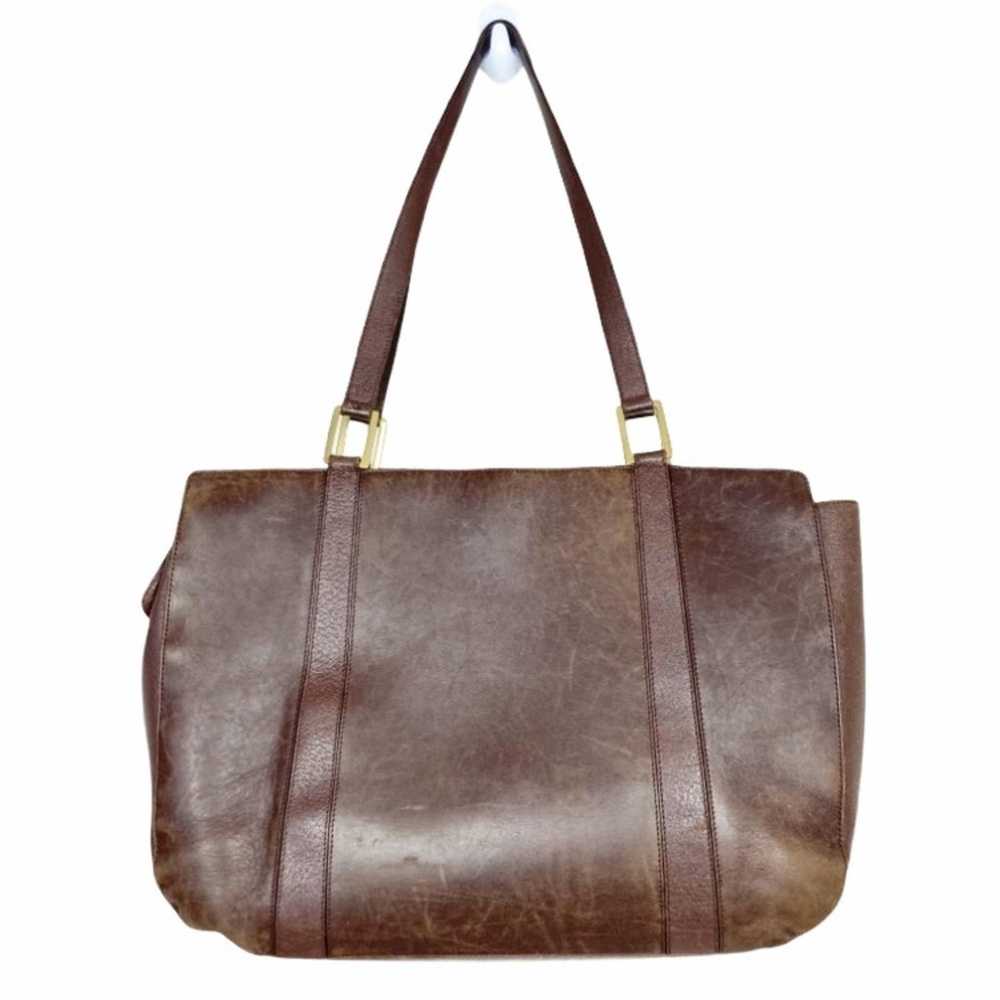 Vintage Coach Brown Leather Shoulder Tote Bag - image 1