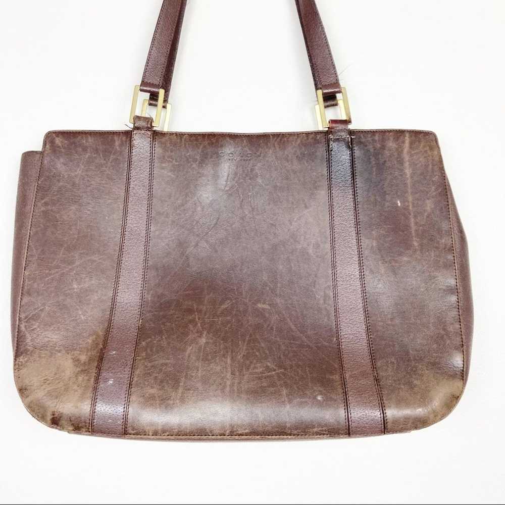 Vintage Coach Brown Leather Shoulder Tote Bag - image 3