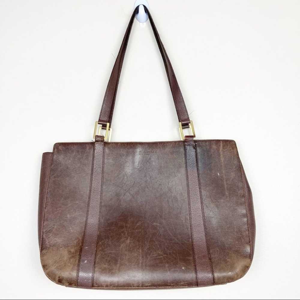 Vintage Coach Brown Leather Shoulder Tote Bag - image 7