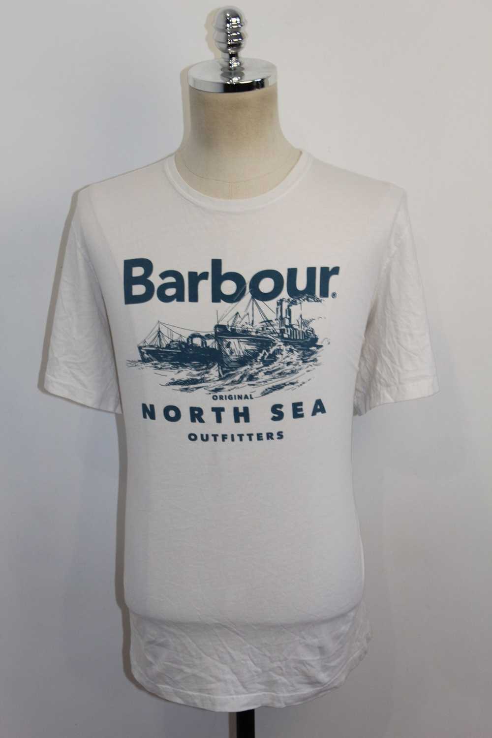 Barbour Men's Barbour Big Logo White T-Shirt Top - image 2