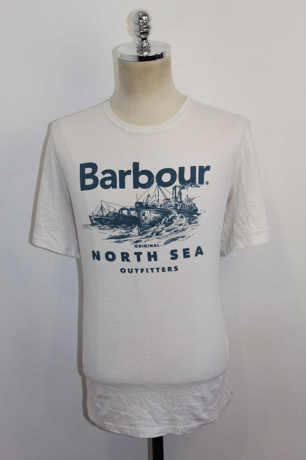 Barbour Men's Barbour Big Logo White T-Shirt Top - image 3