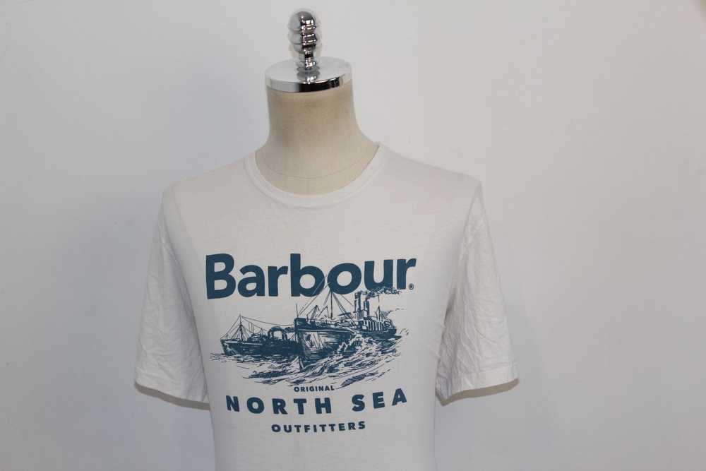 Barbour Men's Barbour Big Logo White T-Shirt Top - image 4