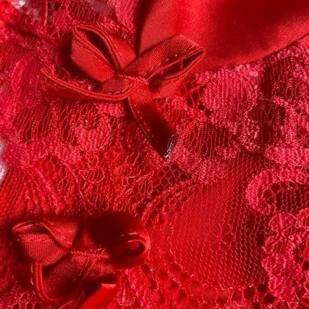 Vintage red satin & lace cami - image 5