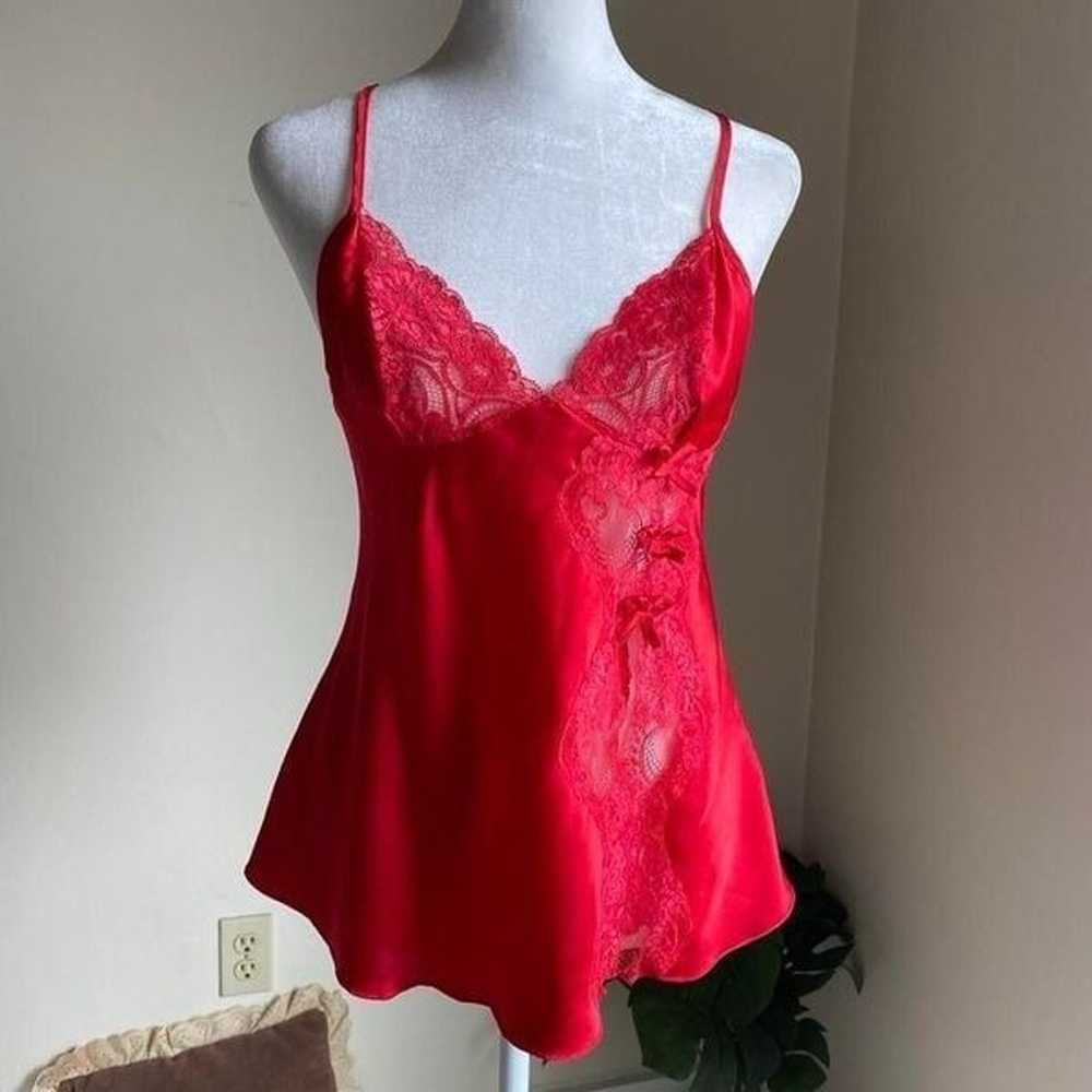 Vintage red satin & lace cami - image 7