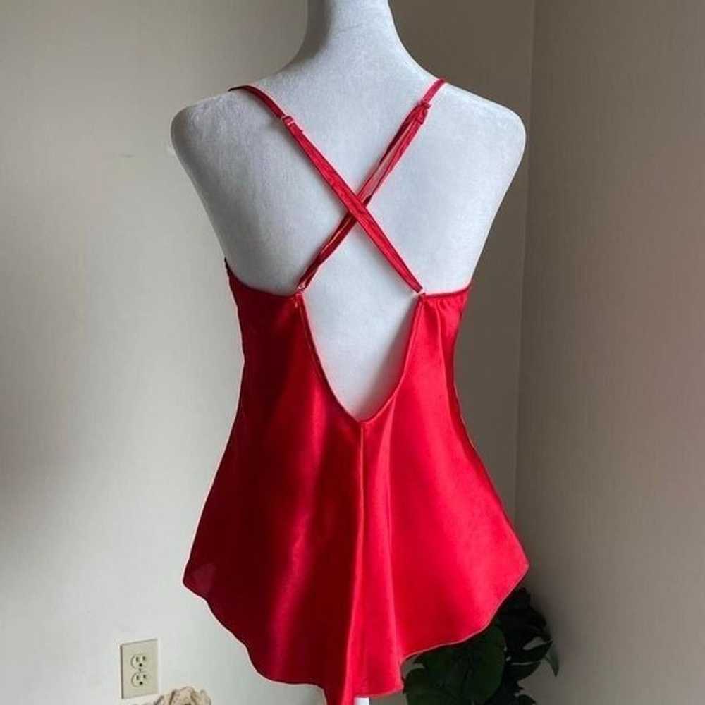 Vintage red satin & lace cami - image 8