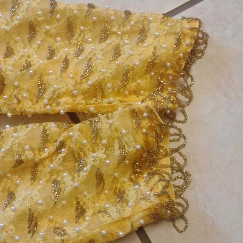 Harilela's Custom Tailors beaded gold yellow lace… - image 11