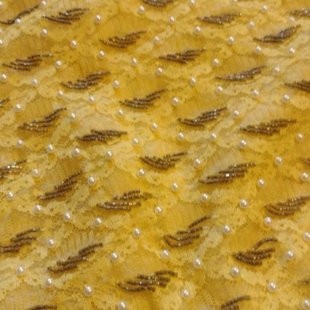 Harilela's Custom Tailors beaded gold yellow lace… - image 3