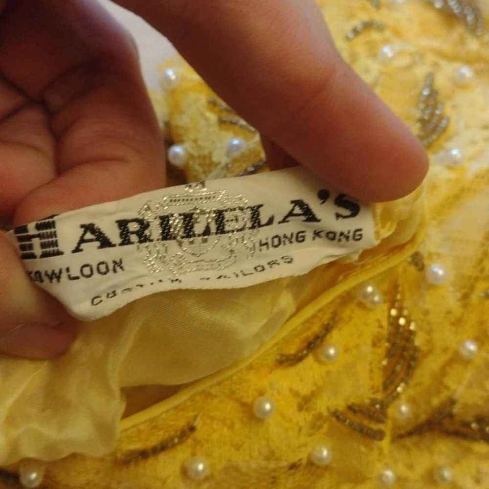 Harilela's Custom Tailors beaded gold yellow lace… - image 7