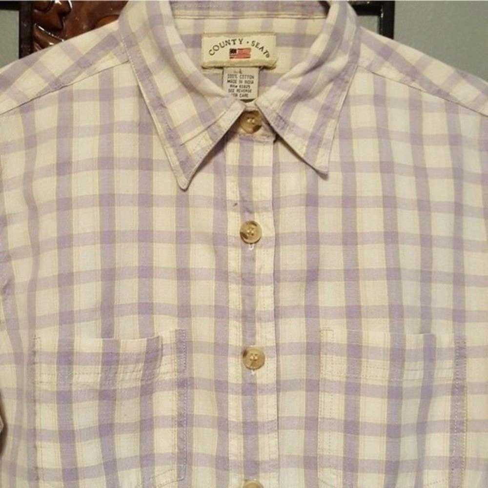 Vintage County Seat plaid shirt size Large, viole… - image 5