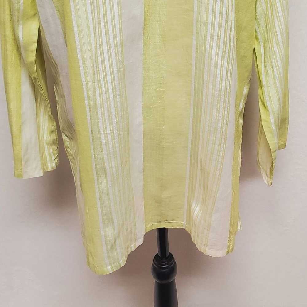 90s Vintage Chico's Shiny Lime Green Striped Coll… - image 10