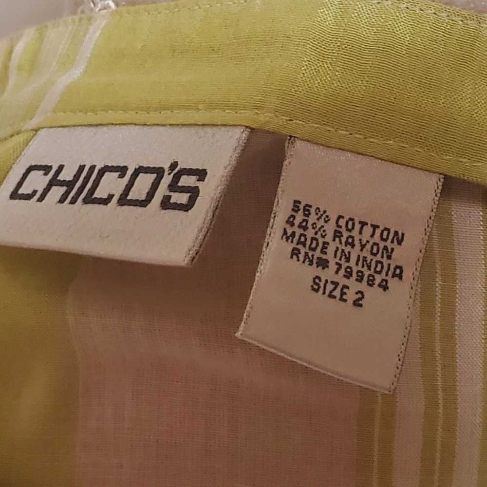 90s Vintage Chico's Shiny Lime Green Striped Coll… - image 11