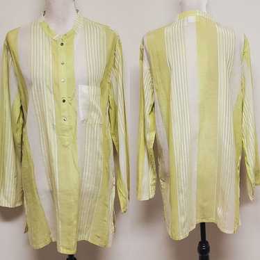 90s Vintage Chico's Shiny Lime Green Striped Coll… - image 1