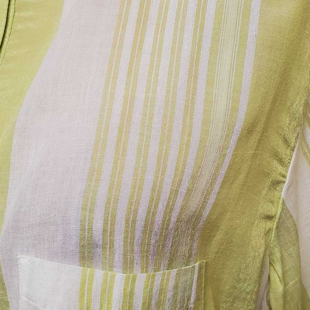 90s Vintage Chico's Shiny Lime Green Striped Coll… - image 4