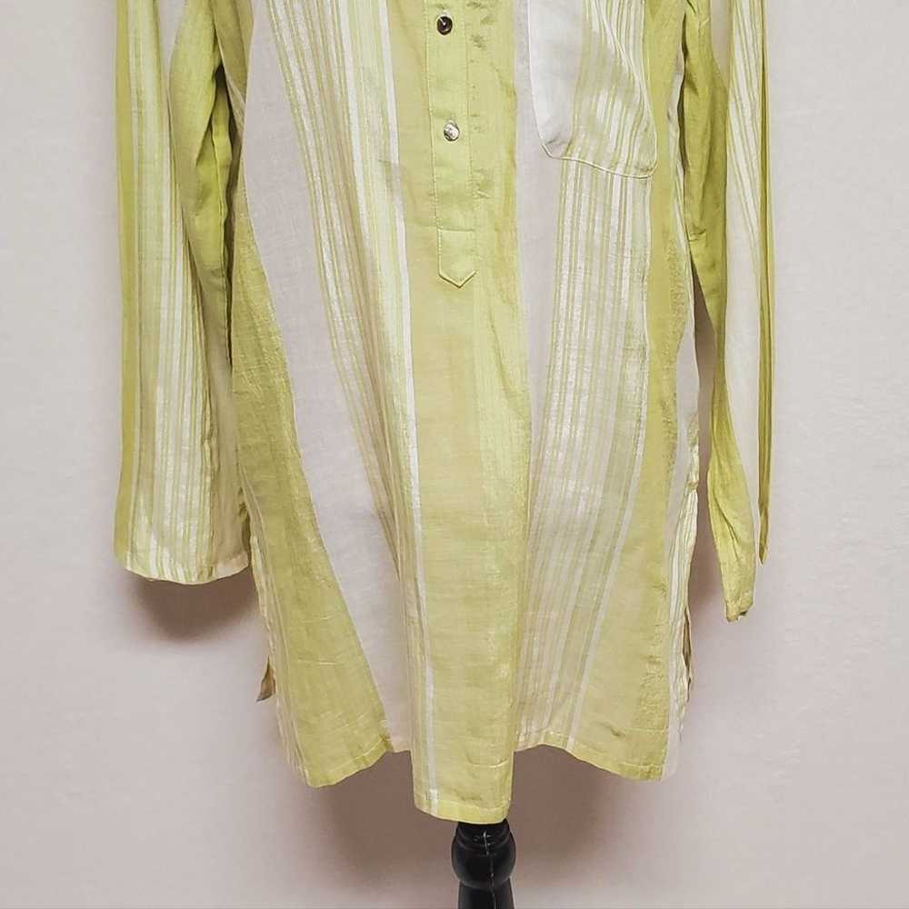 90s Vintage Chico's Shiny Lime Green Striped Coll… - image 5