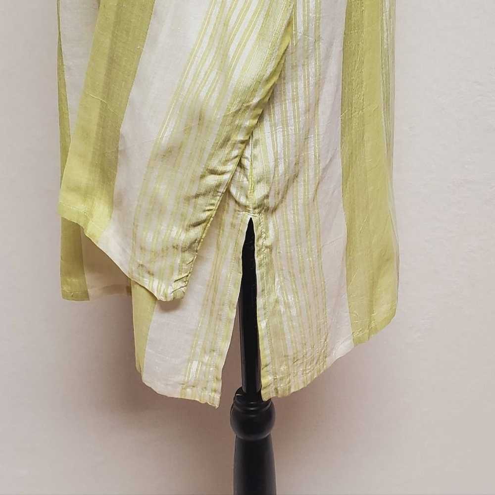 90s Vintage Chico's Shiny Lime Green Striped Coll… - image 7