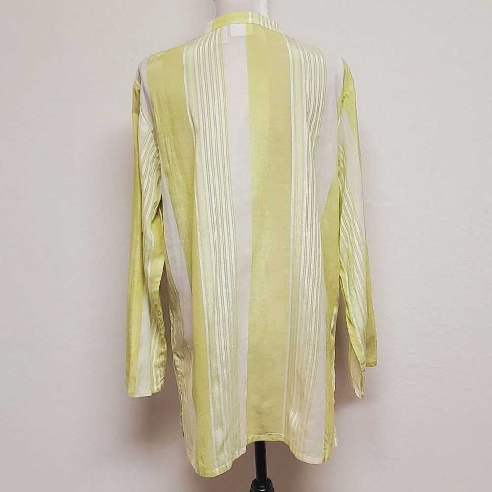 90s Vintage Chico's Shiny Lime Green Striped Coll… - image 8