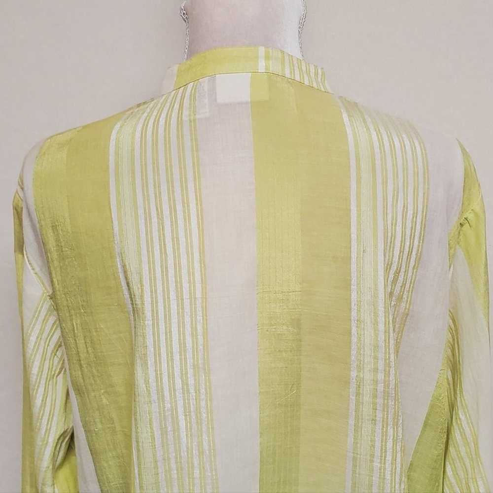 90s Vintage Chico's Shiny Lime Green Striped Coll… - image 9