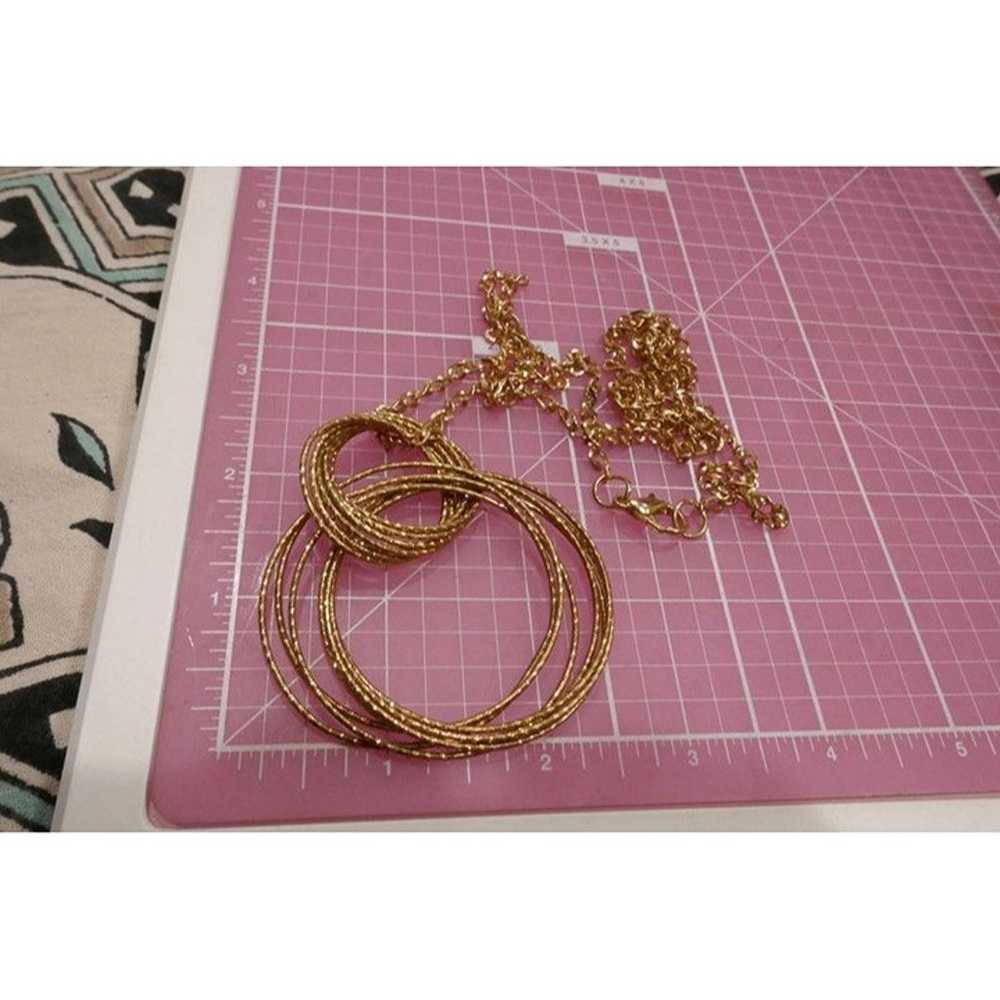 Vintage Double Dangling Loop Pendant on Long Gold… - image 2