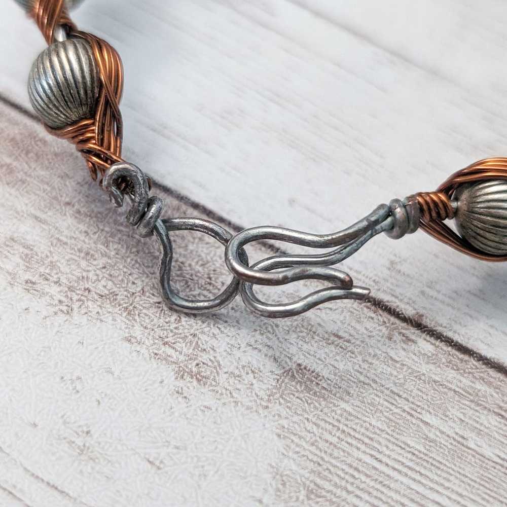 Vintage Bracelet / Bangle Grey Balls with Copper … - image 5