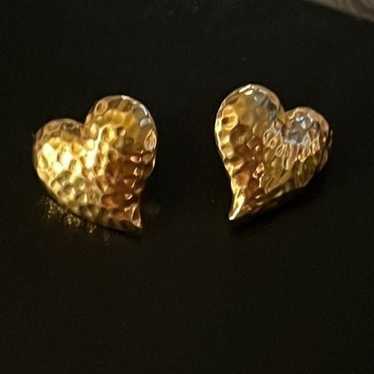 Hammered Golden Heart Earrings
