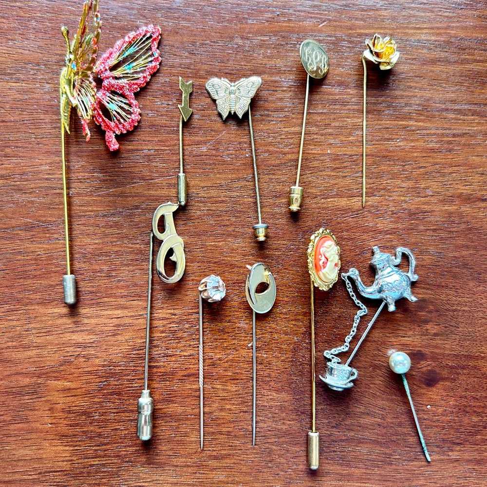 Vintage Stick Hat Pin Lot Avon Teapot Butterfly R… - image 2