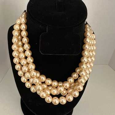 Cream color 4 strand vintage look faux pearls