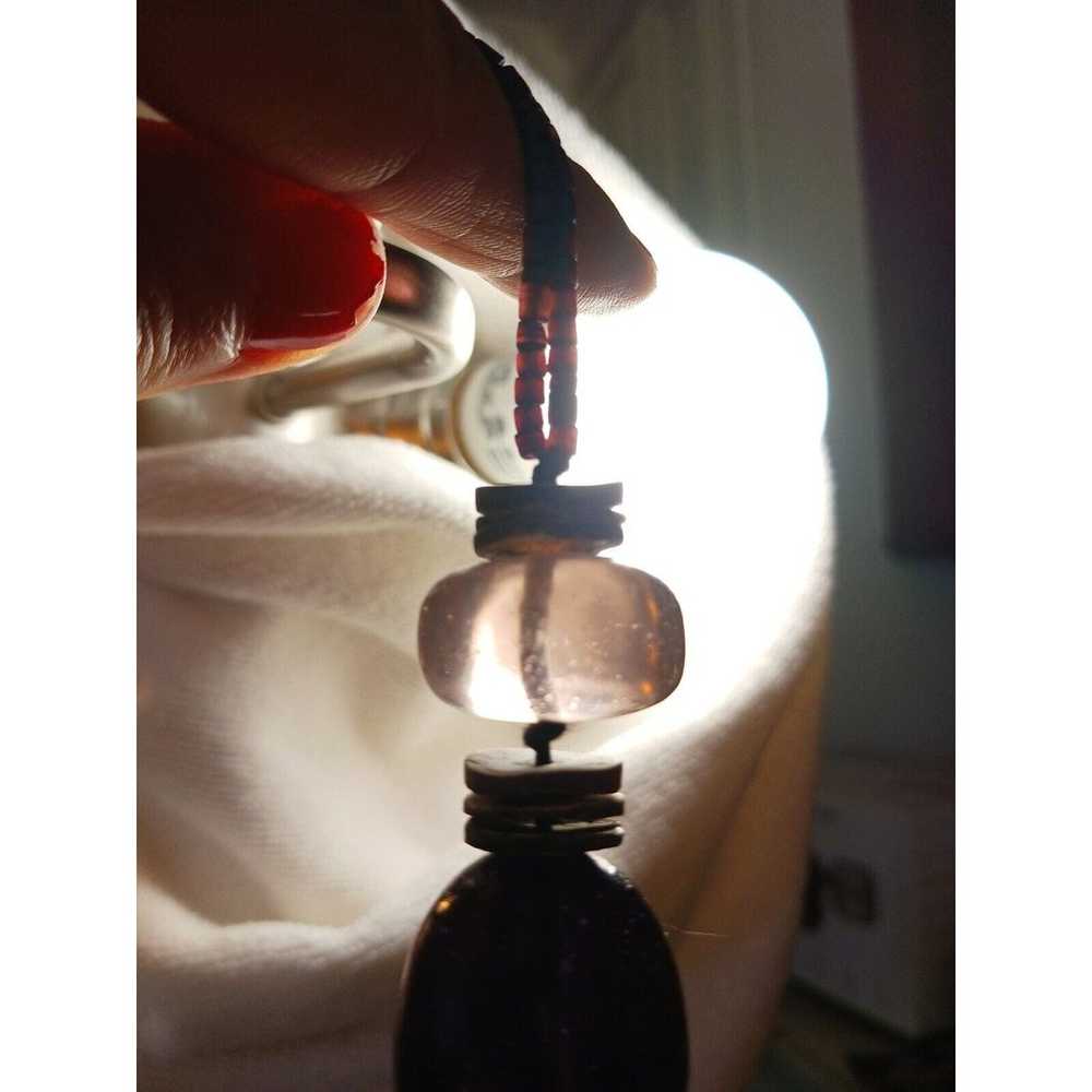 Large Amethyst Gemstones Necklace Corded Wood Bea… - image 7